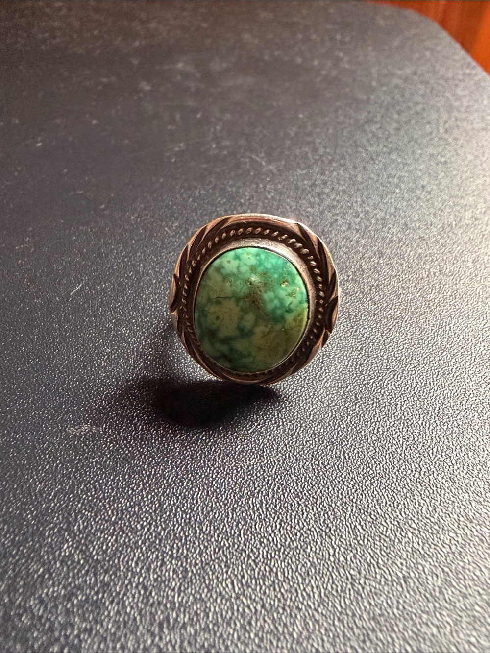 Navajo Shadowbox Turquoise 925 Sterling Silver Stamped Ring Possibly Denetdale 8 - Picture 2 of 12